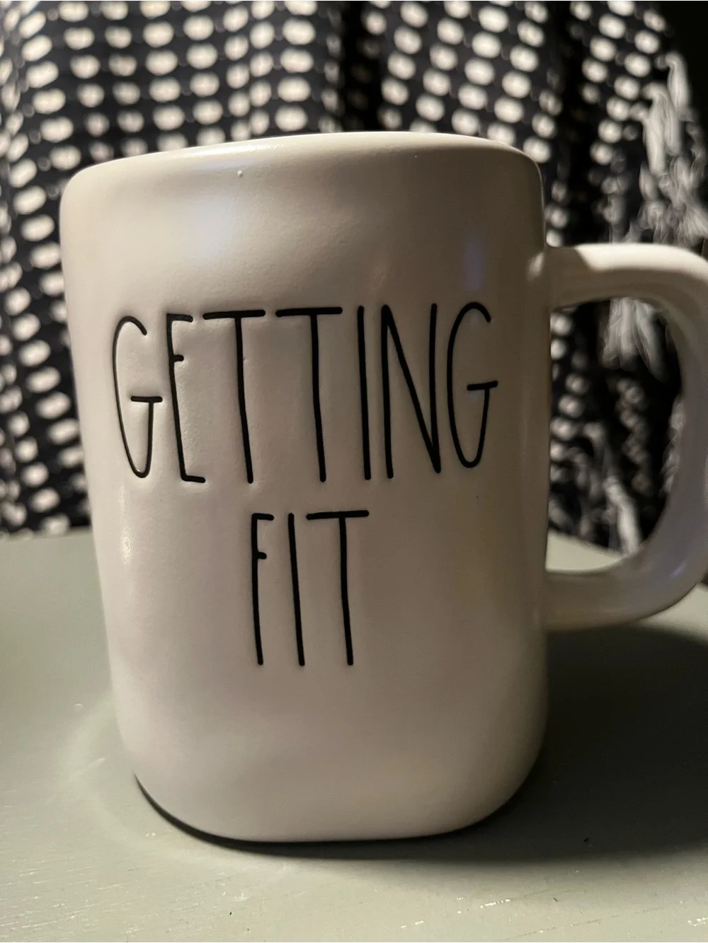 Getting Fit White Ceramic Mug - Rae Dunn
